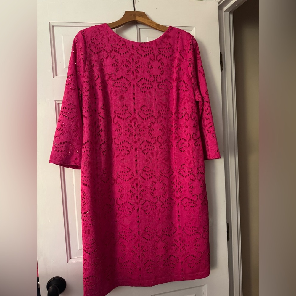Chico's Vibrant Pink Bracelet Sleeve Shift Dress